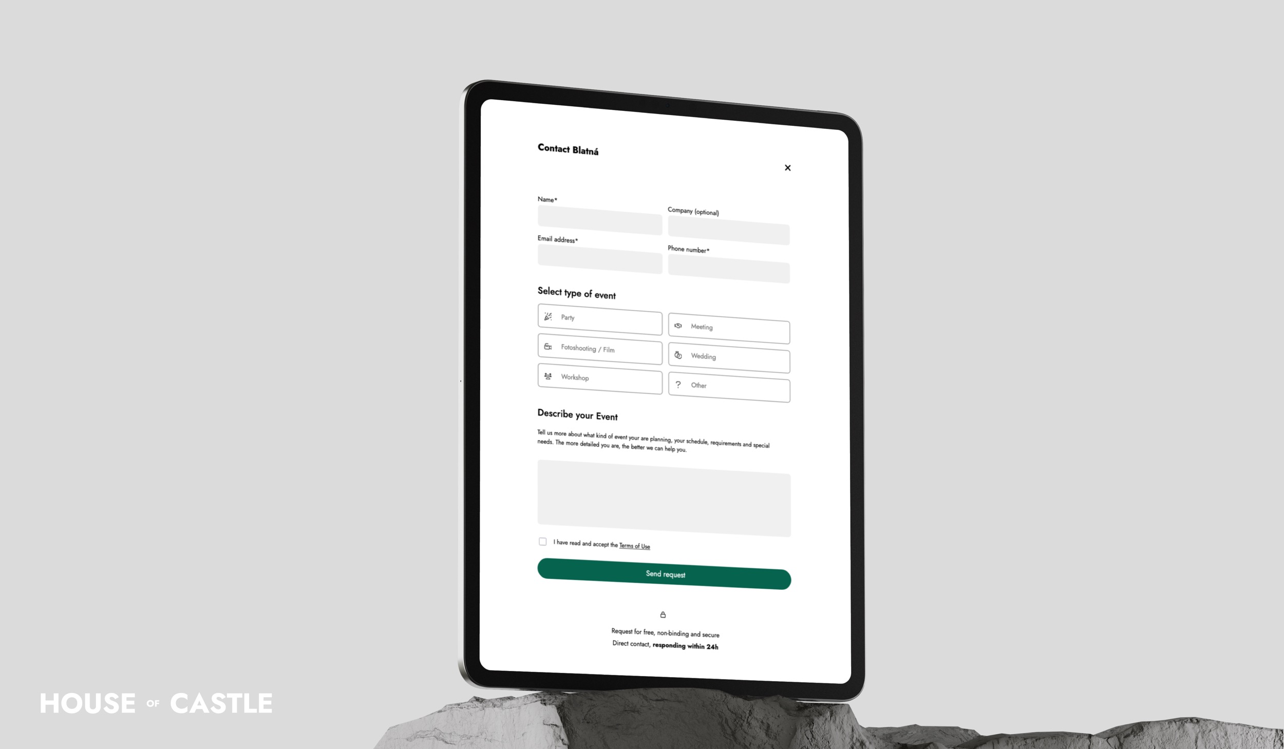 house of caslte booking form